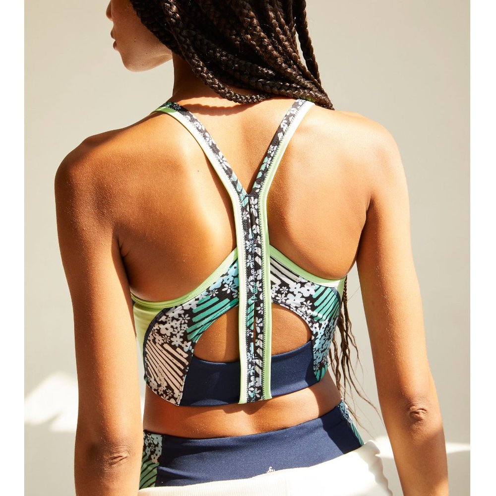 Free People Movement Run Remix Halter Bra / Illusion Geo Floral Square Neck